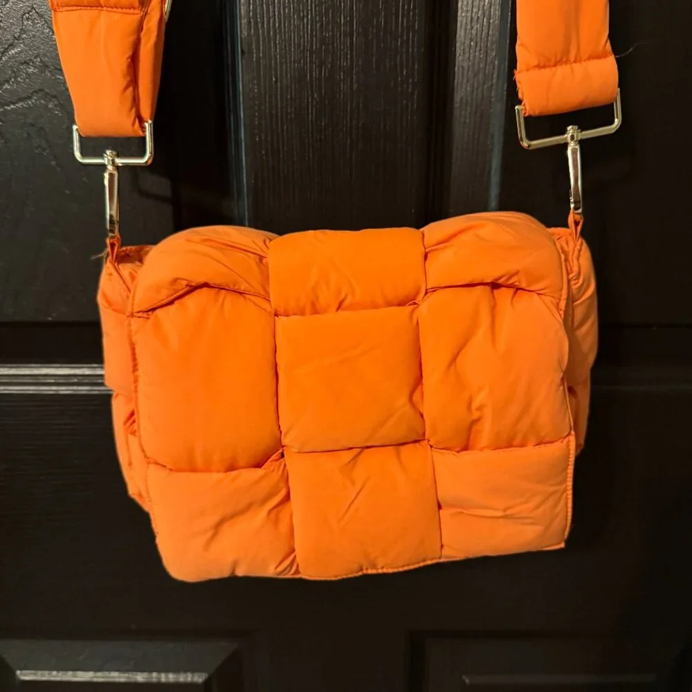 Womens Puffer Orange Crossbody - Picture 2 of 4